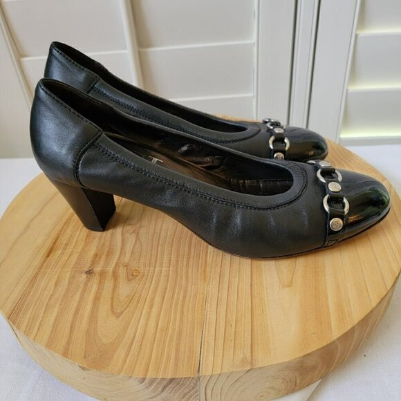 AGL Italian Leather Heels - Patent Toe with Silver Harddware - Size 9.5 - Picture 4 of 8